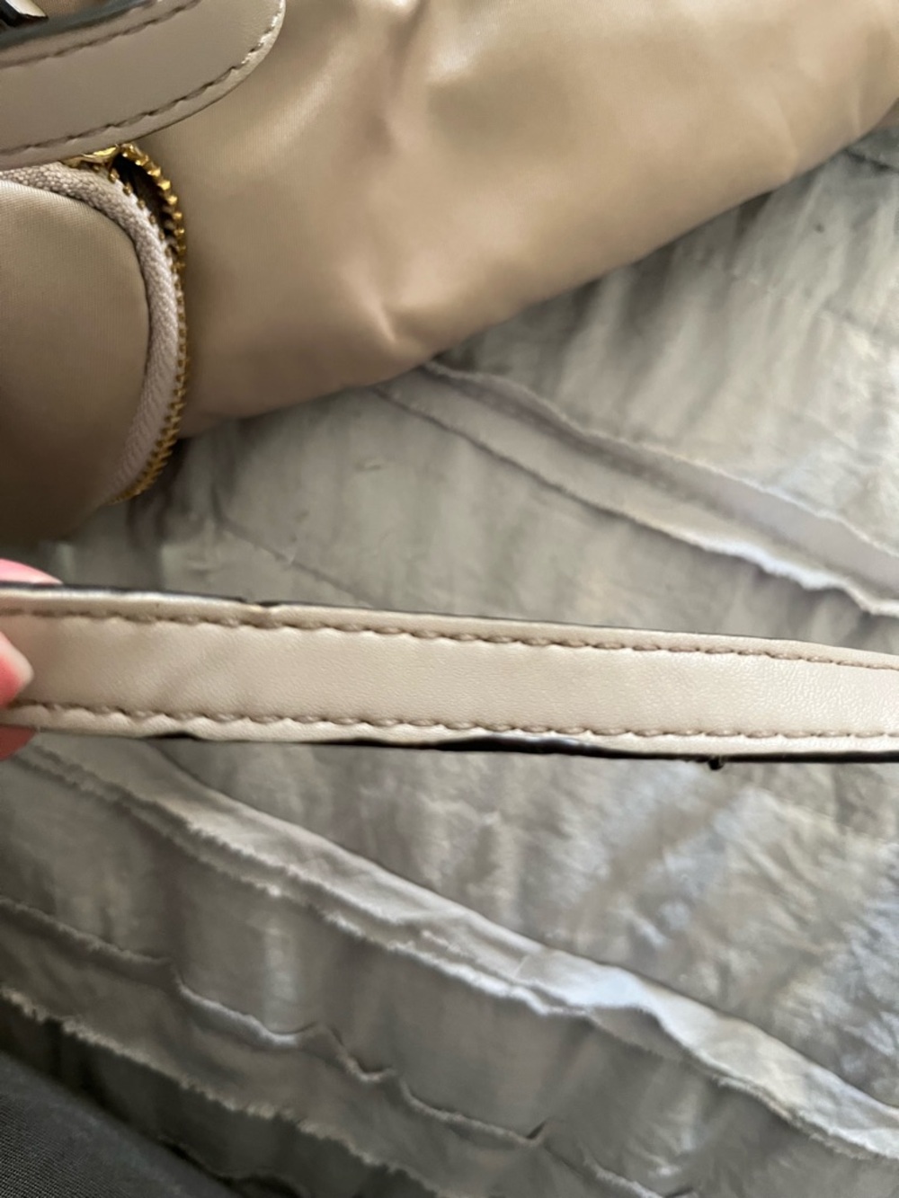 Michael Kors Beige Taupe Nylon Backpack with Leather Trim - Picture 6 of 7